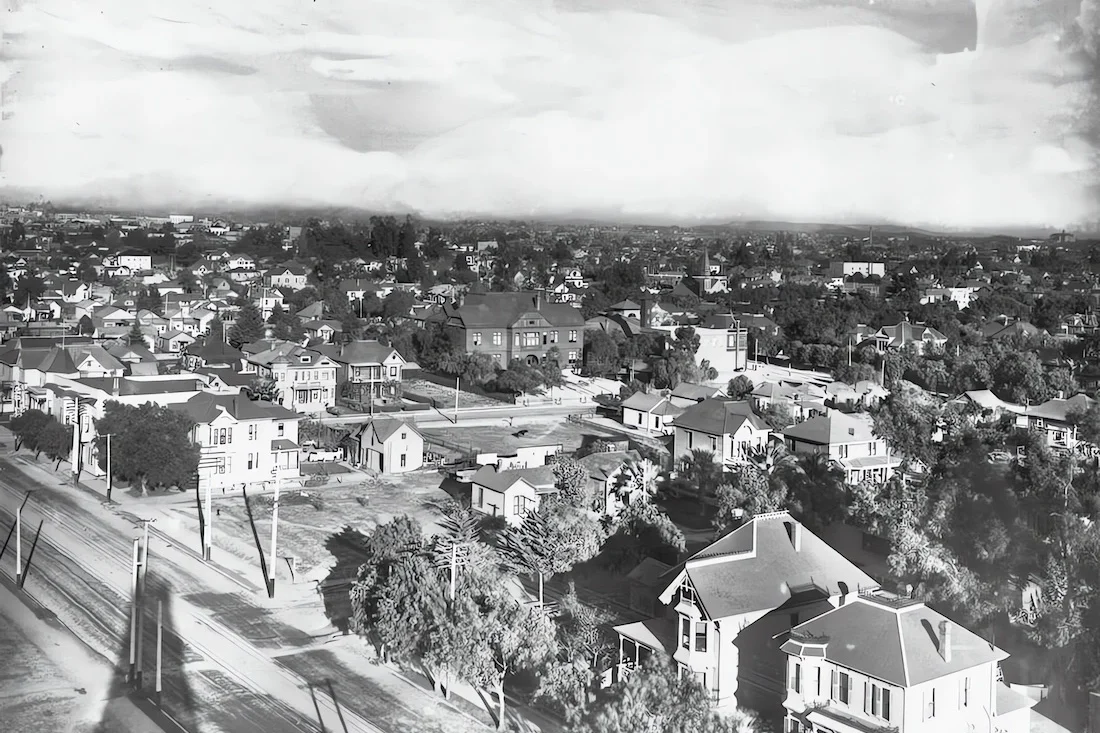 Vista panorámica del centro de Los Ángeles St Vincents College CA 1905