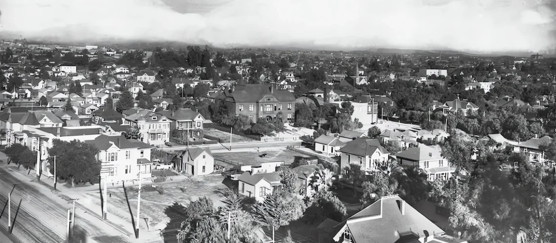 Panoramic view of downtown Los Angeles St Vincents College CA 1905